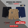 BERMUDAS DRIL STRETCH HOMBRE PAGA 2 LLEVA 3