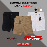 BERMUDAS DRIL STRETCH HOMBRE PAGA 2 Y LLEVA 3